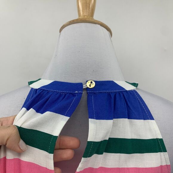 Loft Linen Blend Dress Womens Small Halter Ring Neck Striped Sleeveless Keyhole - Picture 6 of 13